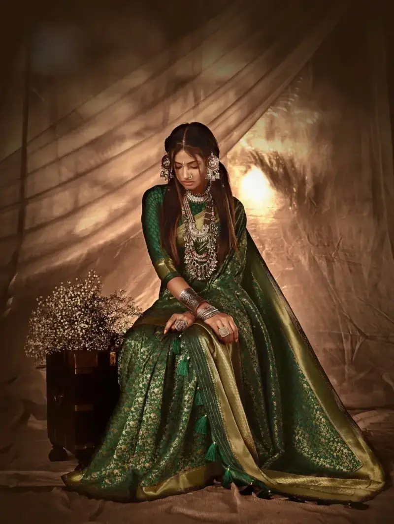 Emerald Heritage Zari Weave Saree