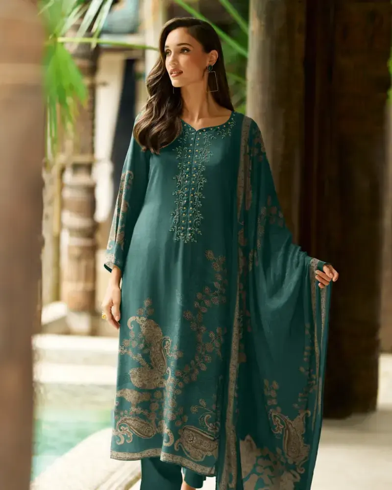 Deep Sea Green Visose Mulsin Salwar Suit