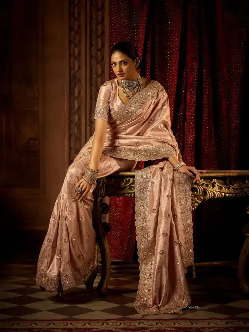 Pure Soft Tissue Silk Saree with Handwork & Intricate Weaving