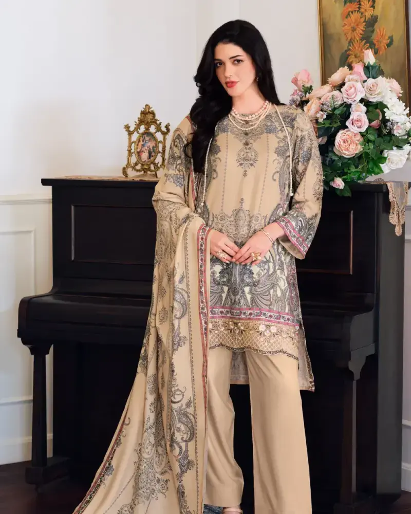 Cream Winter Pashmina Suit